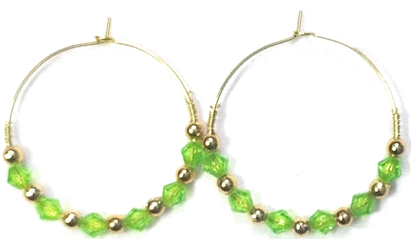NIBRAS Green Tyre-Cut Crystal Seed Hoop Earrings - B09JMYBFKD, 6 gm, 4cm x 4cm x 1cm